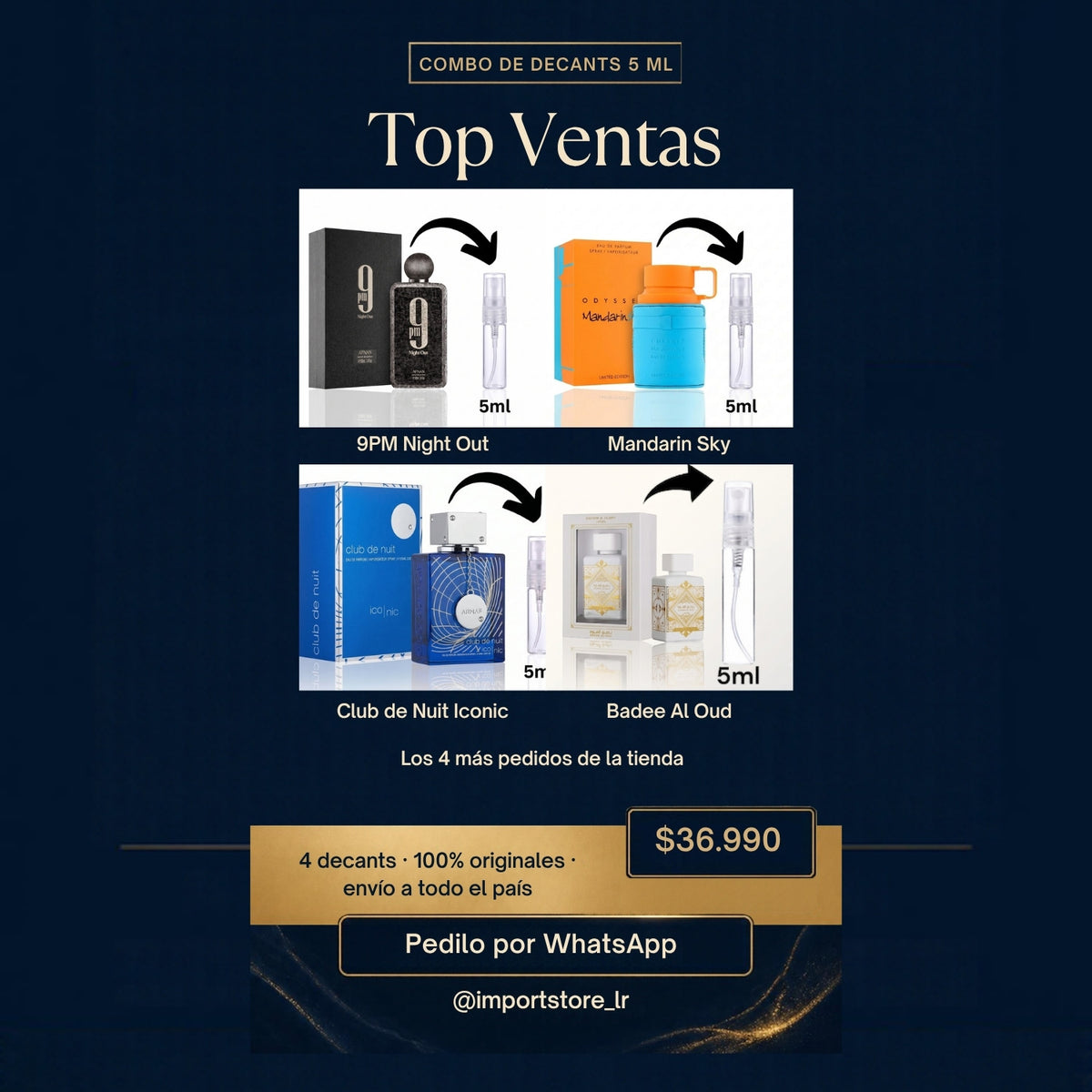 Combo Top Ventas 4 decants 5 ml